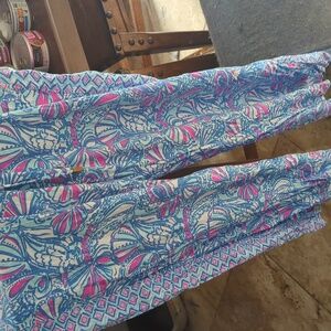 Lilly Pulitzer Flowy Drawstring Beach Pants Shells Pink And Blue Xl